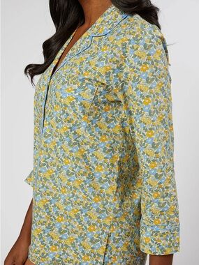 Lenora Classic Cotton Short Pajama Set - Lemon Liberty L NWT